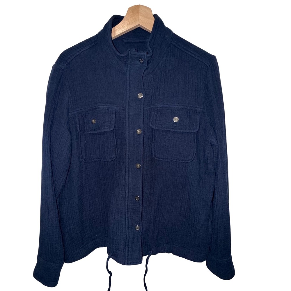 Tommy Bahama Jacket S Blue Cotton Gauze Utility Coastal Nautical‎ Lightweight